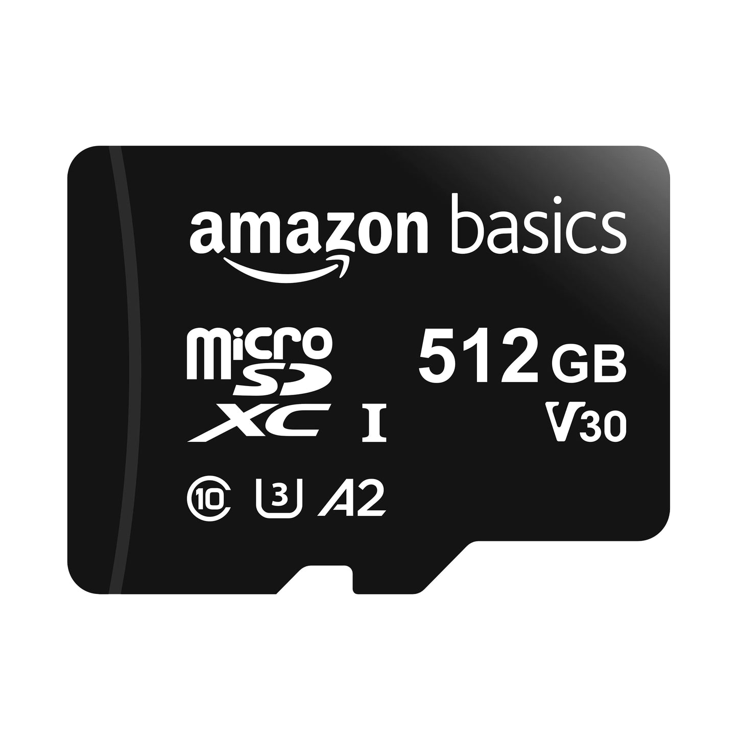 Amazon Basics microSDXC Memory Card with Full Size Adapter A2 U3 Read Speed up to 100MB/s 512GB Black - LSMICRO512GU3