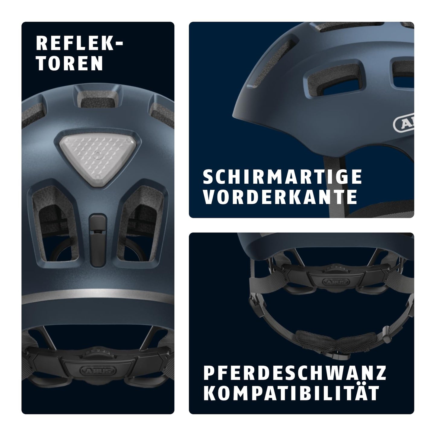 ABUS Youn-I 2.0 bicycle helmet - with light for children, teenagers and young adults - girls, boys - blue, size S, blue (midnight blue), S (48-54 cm) - 91885
