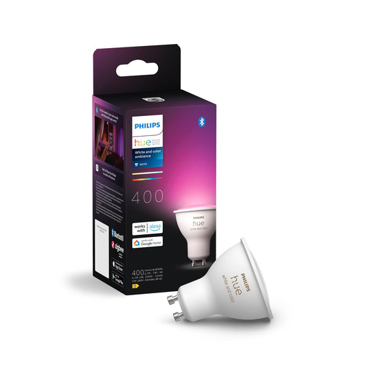 Philips Hue White & Color Ambiance GU10 LED spot pack of 2 (400 lm), dimmable LED lamps for the Hue lighting system with 16 million colors, smart light control via voice and app - 8720169229815