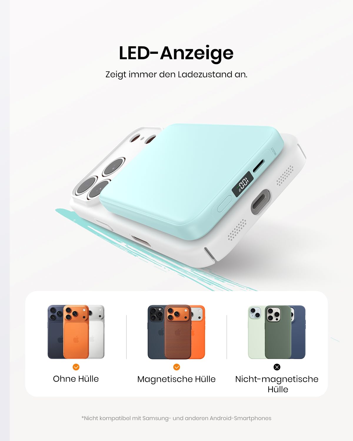 Magnetic Power Bank 10000mAh for iPhone, A ADDTOP Wireless Power Bank Quick Charge 20W, Power Bank Inductive Charging 15W External Mobile Phone Batteries with LED Display for iPhone 17/16/15/14/13/12 Series - C19PW