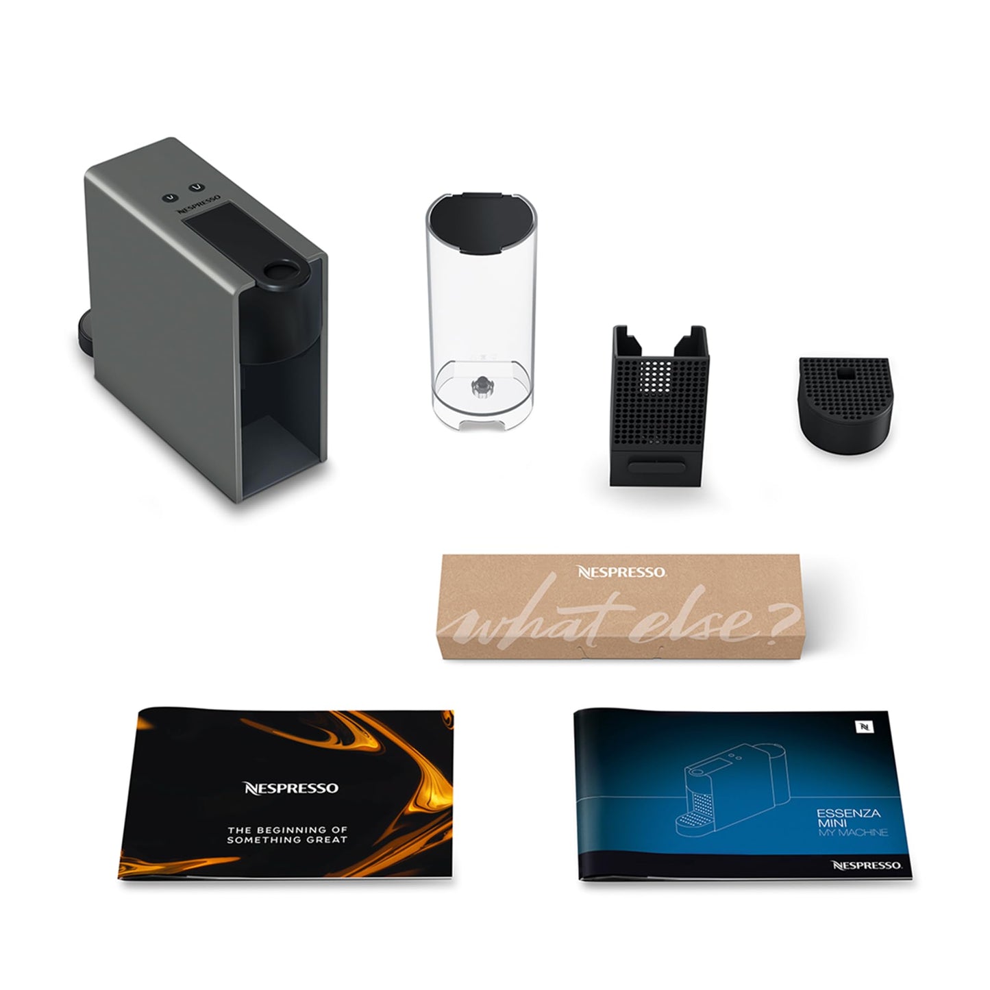 Nespresso Krups XN110B Essenza Mini coffee capsule machine, 0.6 L, 19 bar, energy saving mode, gray - XN110BRD