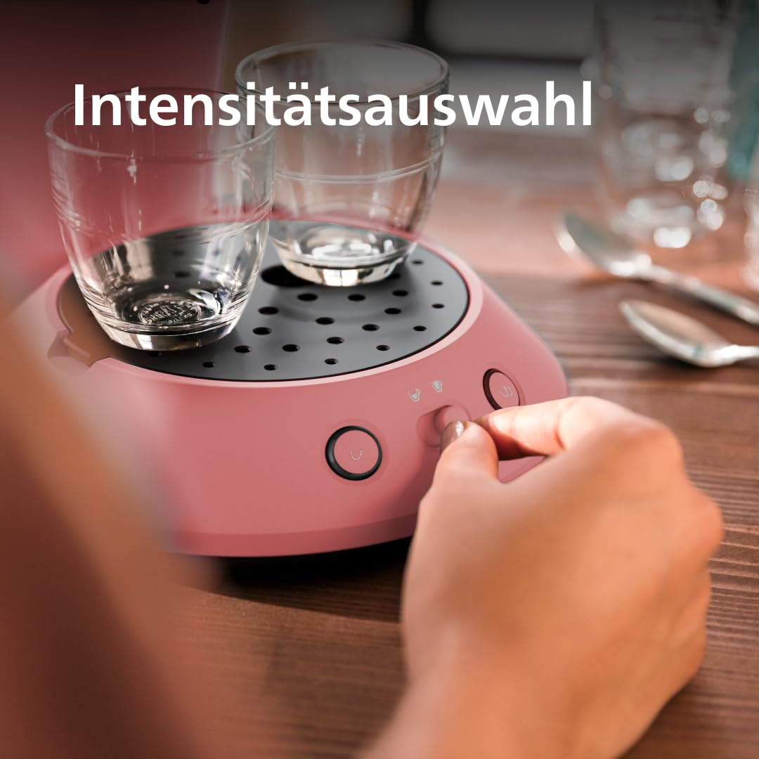 Philips Senseo Original Plus coffee pod machine, coffee strength selection, Coffee Boost technology, recycled plastic, soft red (CSA210/35)