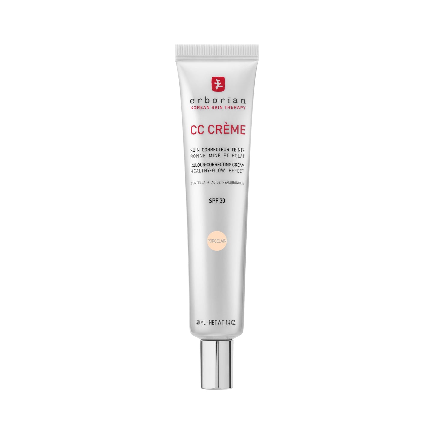 Erborian - CC Crème with Centella Asiatica - High-Definition Illuminating Facial Cream and Make-up - Sun Protection SPF 30 - Korean Cosmetics - Porcelain 40 ml - 6AA10533