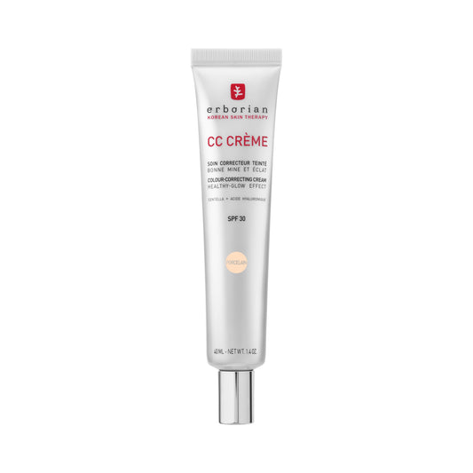 Erborian - CC Crème with Centella Asiatica - High-Definition Illuminating Facial Cream and Make-up - Sun Protection SPF 30 - Korean Cosmetics - Porcelain 40 ml - 6AA10533