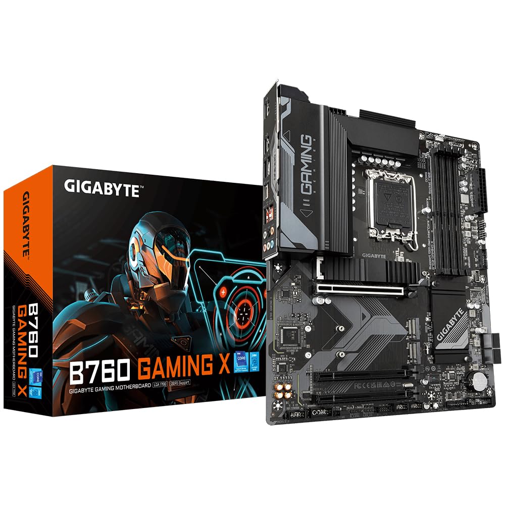 GIGABYTE B760 Gaming X Mainboard - Supports Intel Core processors of the 14th generation, 8+1+1 phase digital VRM, up to 7600MHz DDR5 (OC), 3X PCIe 4.0 M.2, 2.5GbE LAN, USB 3.2 Gen 2