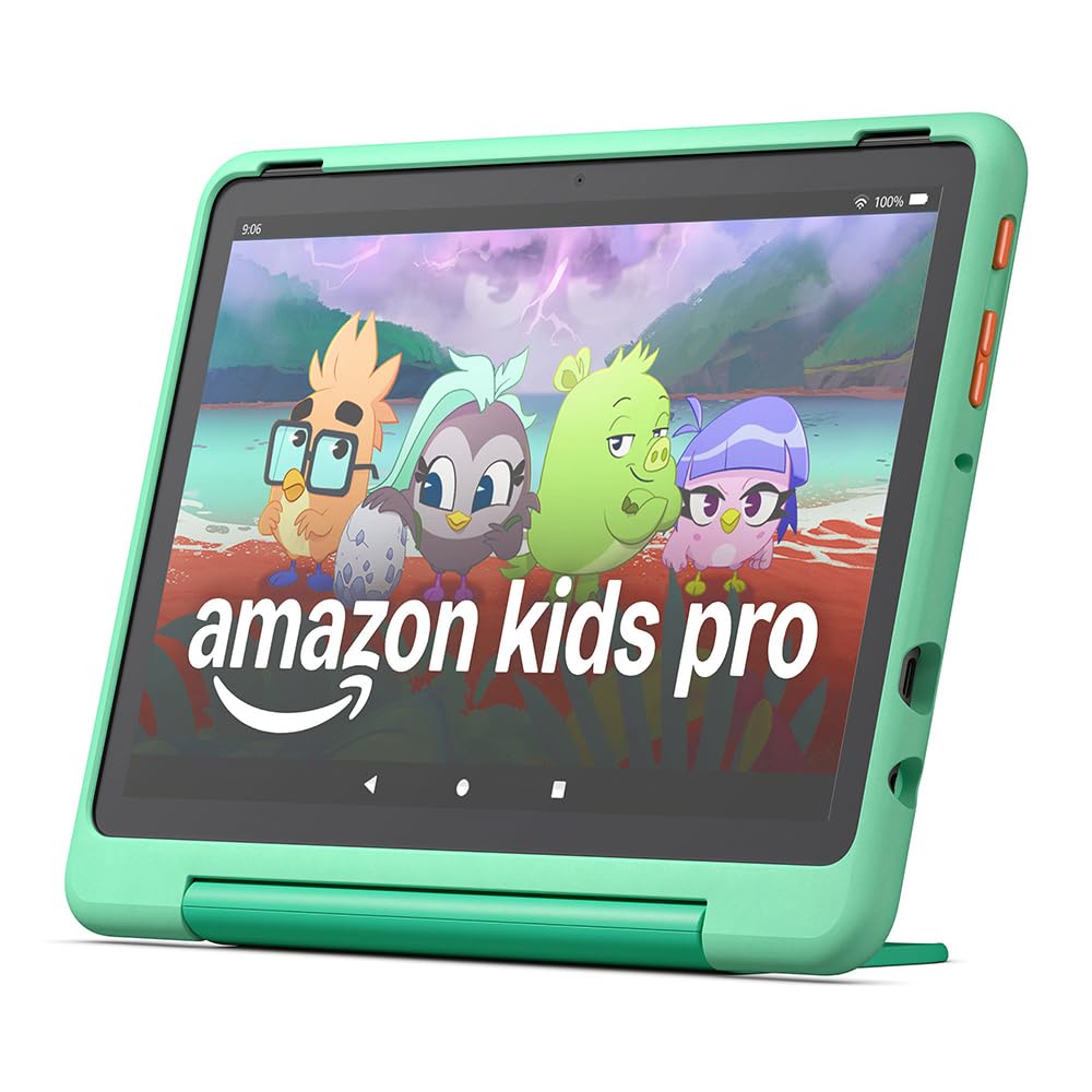 Fire HD 10 Kids Pro tablet (latest generation), for children from primary school age | 10-inch display, long battery life, parental controls and thin case | Version 2023, 32GB, mint green - TG425K