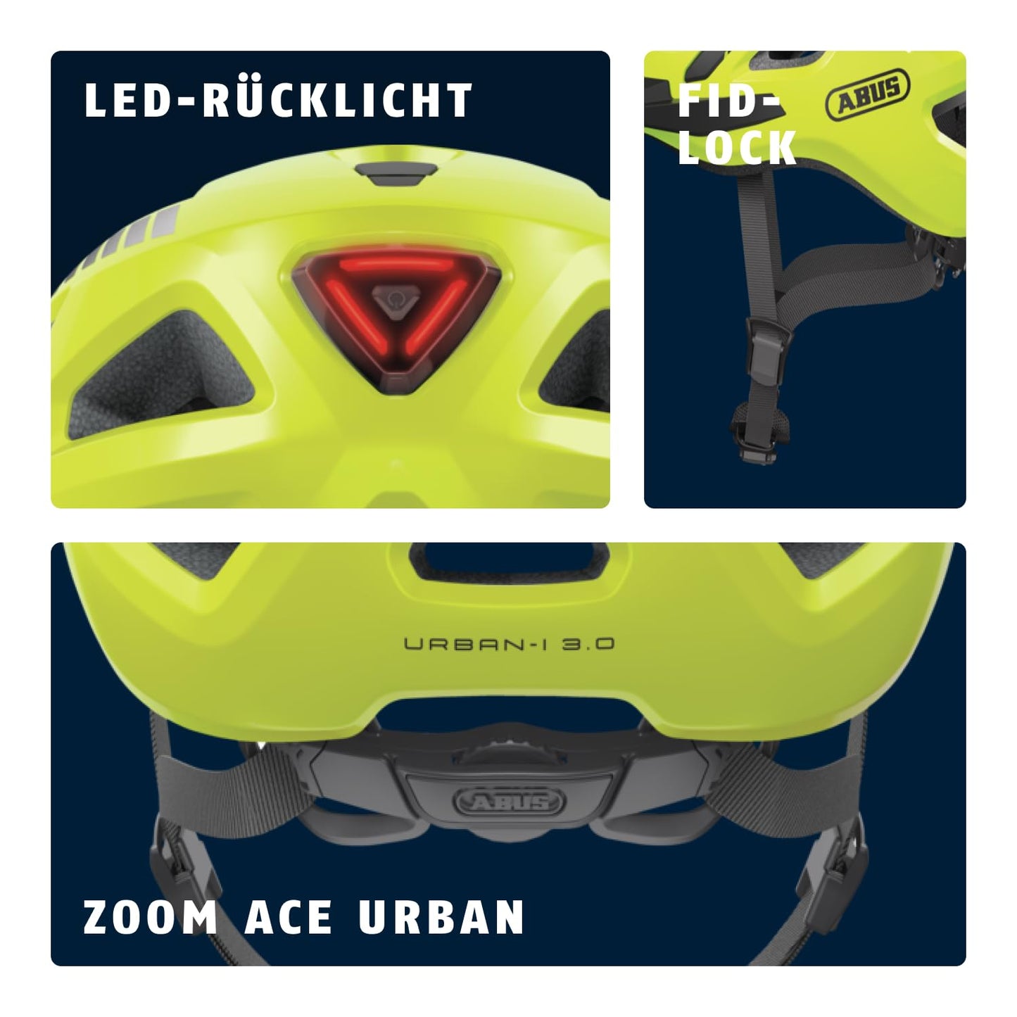 ABUS 86868 bicycle helmet, yellow (Signal Yellow), L (56-61 cm)