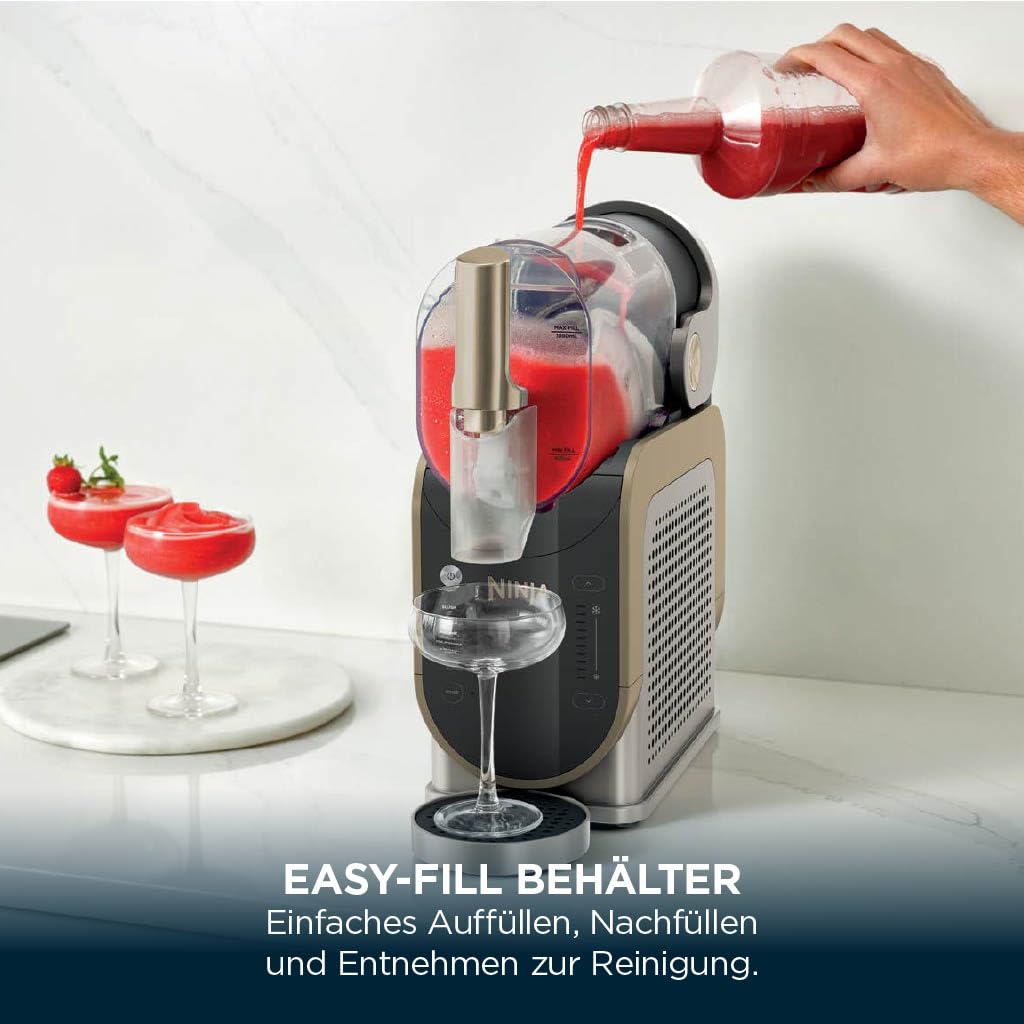 Ninja SLUSHi machine for slush, ice cocktails, frappé, milkshakes & frozen juice, without ice or preparation effort, WhisperChill technology, holds 1.9 L, Stone Gold, FS301EUSTGD