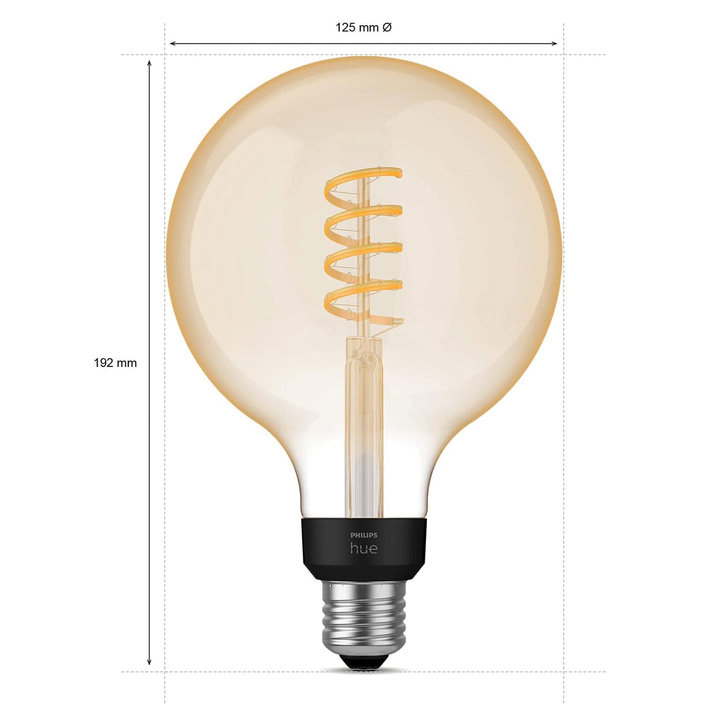 Philips Hue White Ambiance E27 Filament Large Globe (550 lm), dimmable LED lamp for the Hue lighting system with warm to cool white light, smart light control via voice and app, pack of 1 - 929002478101