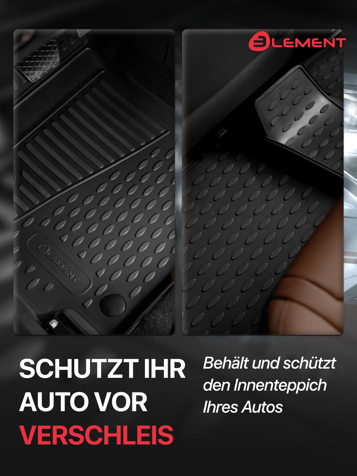 Element 3D rubber floor mats suitable for Mercedes-Benz GLA | 2013-2020 | Mk1 X156 | 100% custom-fit all-weather floor mats made of TPE, high edge, waterproof, non-slip, odorless - EXP.ELEMENT3D02479210k