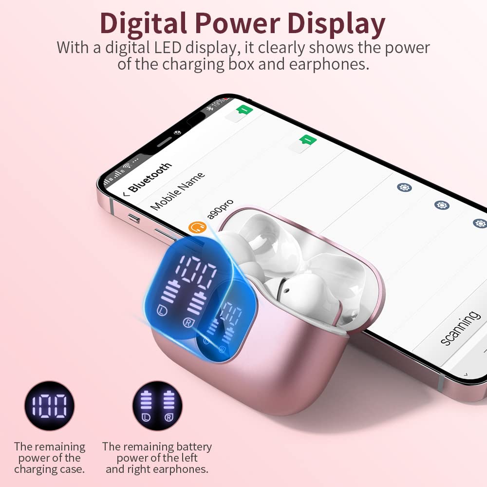 Căști Bluetooth fără fir, căști Bluetooth 5.4, căști cu bas profund - A90