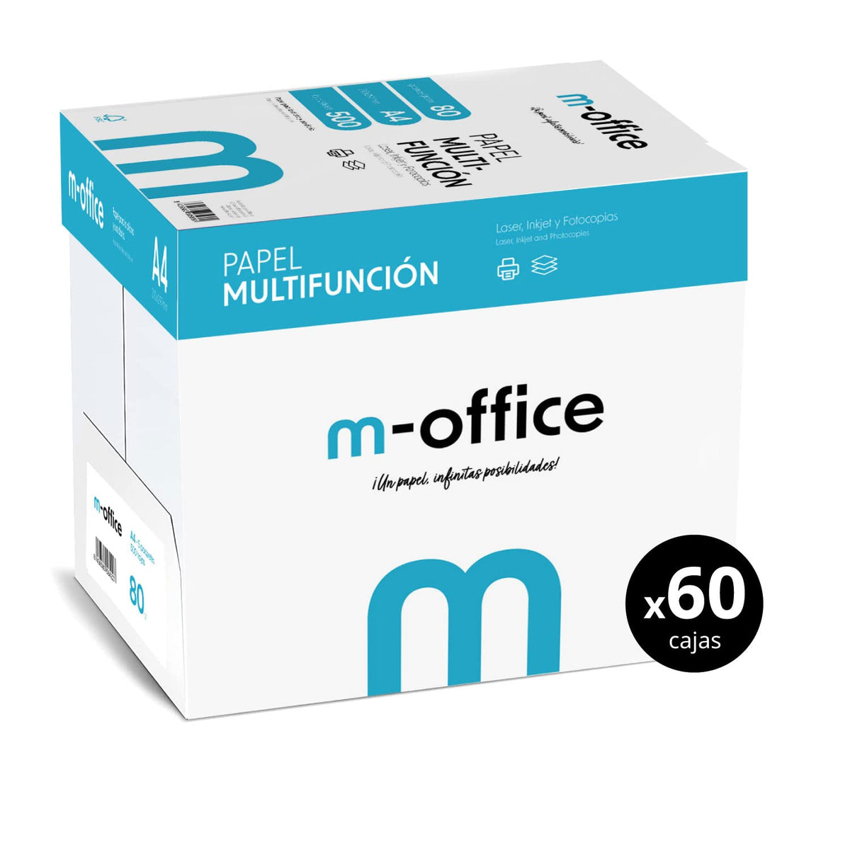 Sheet A4 80g 500 Sheets Multifunction Paper for Inkjet and Laser Printers A4 Sheet 210 x 297mm Ideal for Office and Home - Opituria (150,000 Sheets - 60 Boxes) - HYBRITE
