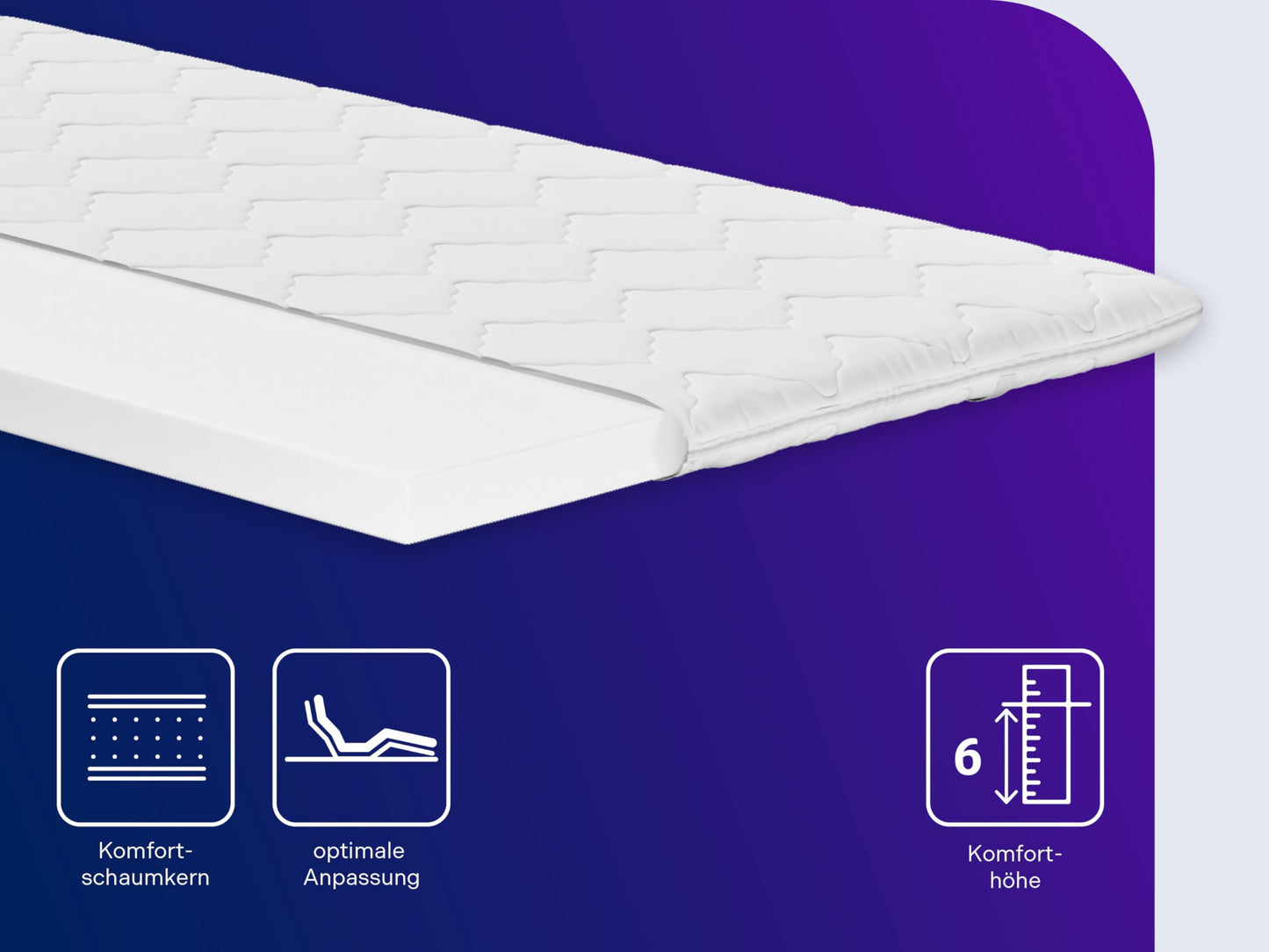 Dream night orthopedic mattress topper 90x200 cm | Comfort foam core for high lying comfort | Pressure-relieving & breathable | Oeko-Tex Standard 100 certified | German quality standard - 3897184159