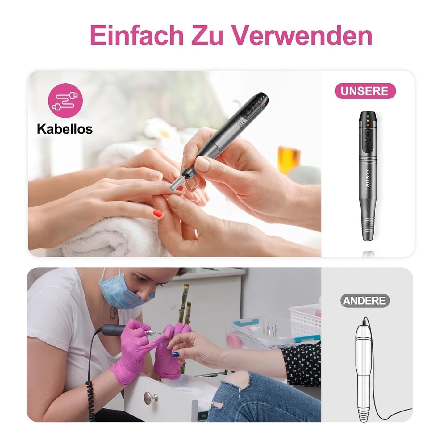 COSLUS C20 Wireless Electric Nail Cutter, Professional 11 in 1 Set - C20(BK-A08)