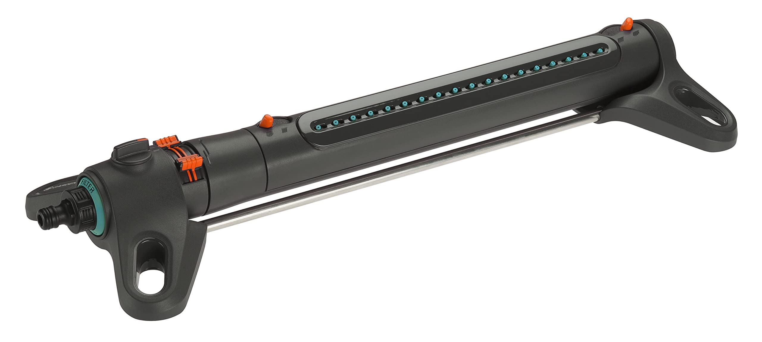 Gardena square sprinkler AquaZoom L: sprinkler for irrigating areas of 28-350 m², range 7-21 m, blasting distance 4-17 m, integrated metal filter (18714-88) - 20570-81.000.00