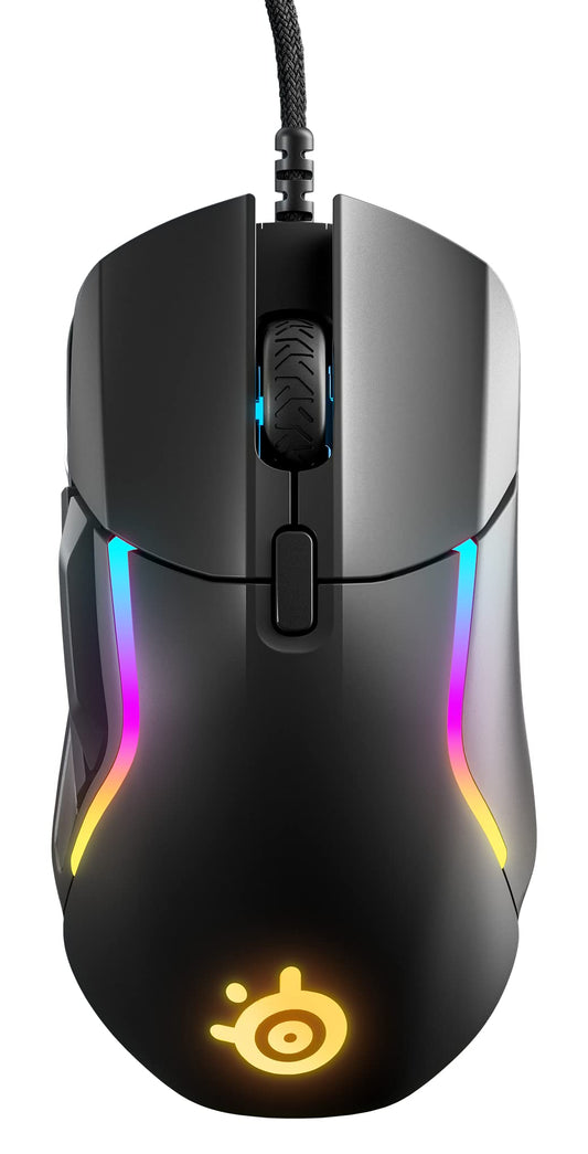 SteelSeries Rival 5 - Maus de gaming - Senzor optic TrueMove Air cu 18CPI - 9 butoane programabile - Greutate ultra-ușoară de 85 grame, Negru - 62551
