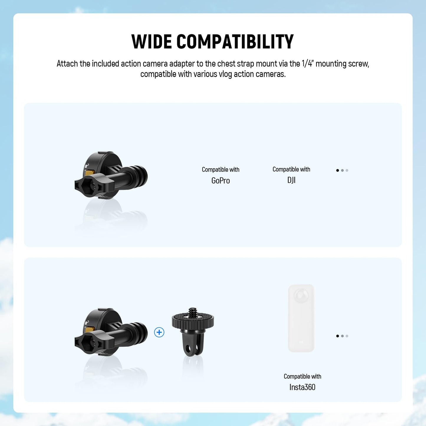 NEEWER Chest Strap Mount for Action Camera, Adjustable Hands-Free Chest Strap, Compatible with GoPro Hero DJI Osmo Insta360, Quick Release Action Cam Chest Mount for PO Video Vlog, GP25 - 10104350