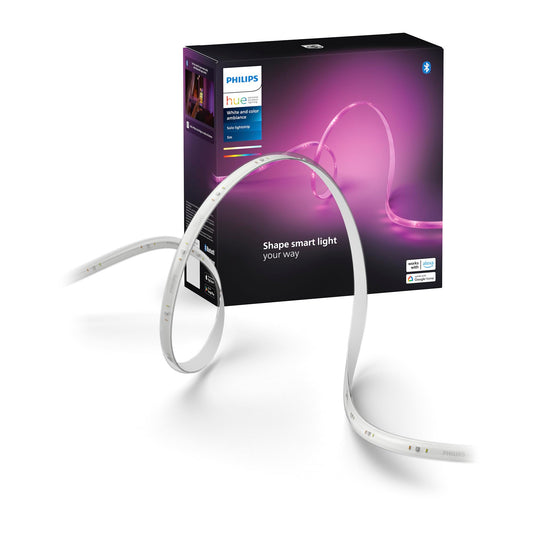 Philips Hue Indoor 5m Smart LED Solo Lightstrip basic set, pack of 1, indirect lighting can be controlled with the Hue app, LED strip works with Alexa, Google Assistant and Apple HomeKit - 8720169326699