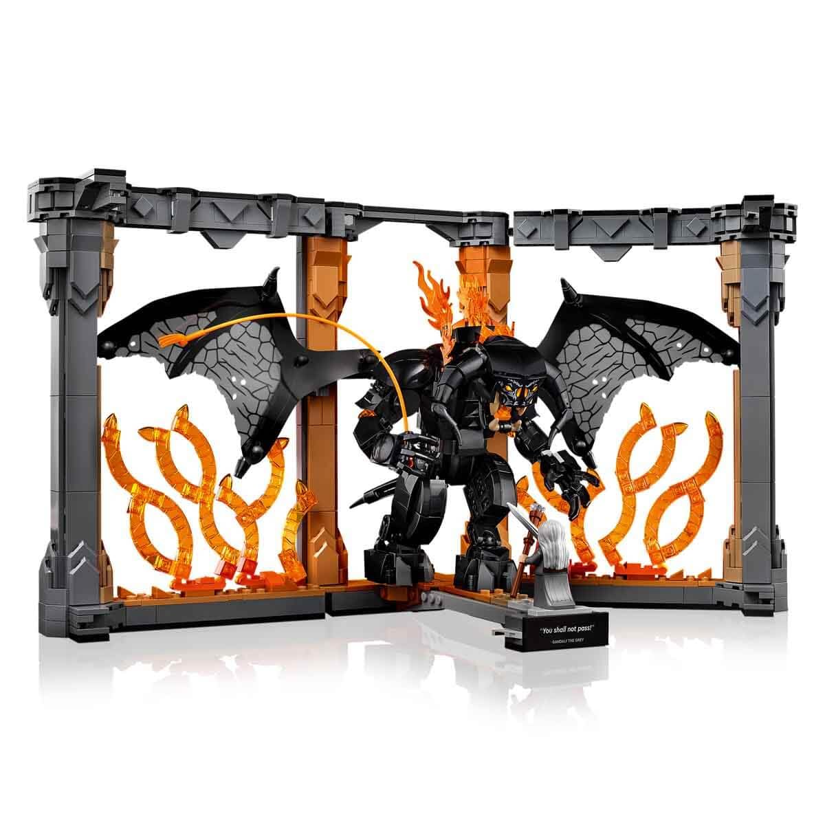LEGO Icons The Lord of the Rings: Balrog Bookend - DIY Bookshelf Decoration with Gandalf the Gray Minifigure & Dragon Figure - Collectible & Gift for Fans - 10367
