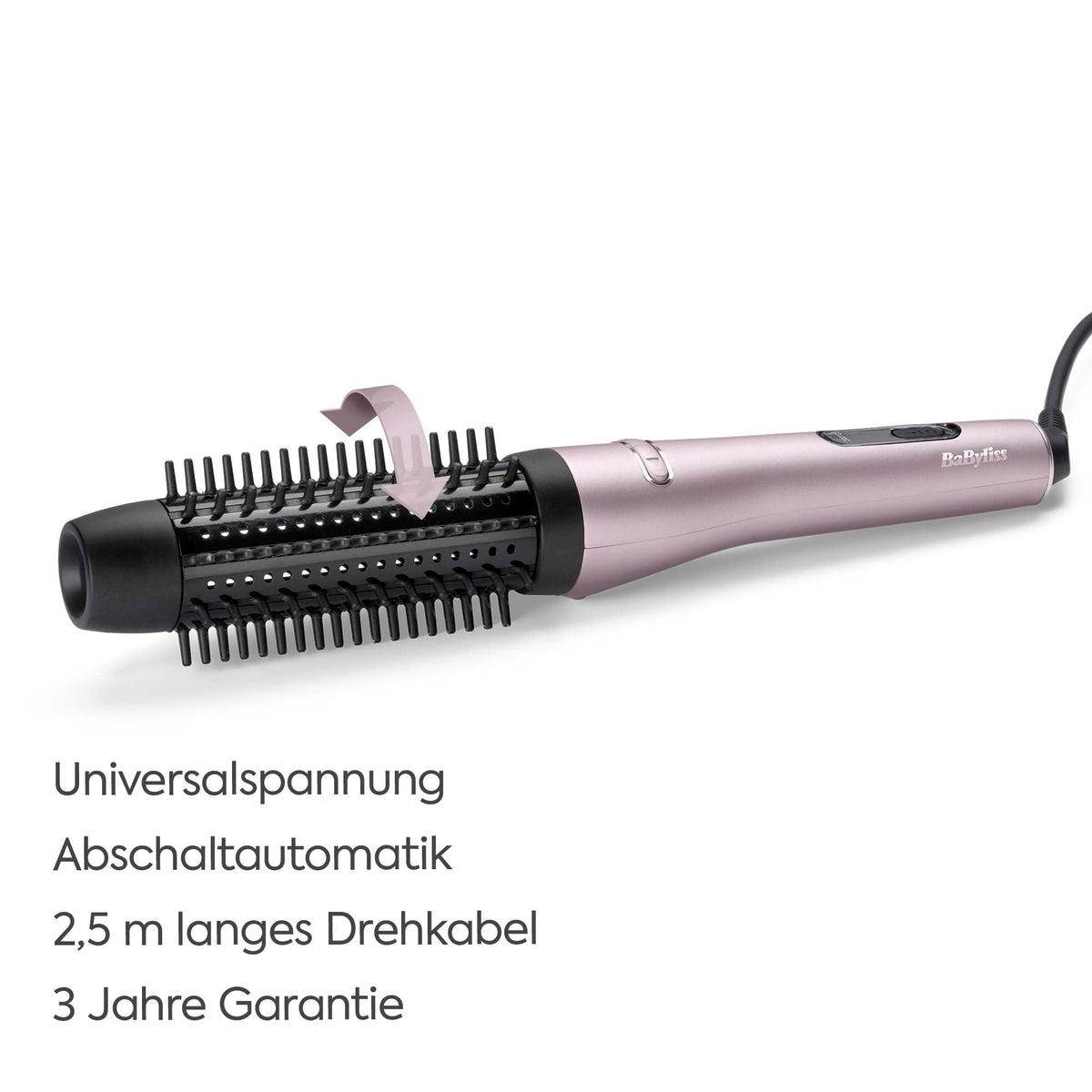 BaByliss Smooth Hot Brush, 42 mm rotating heated thermal brush, lilac - HSB500E