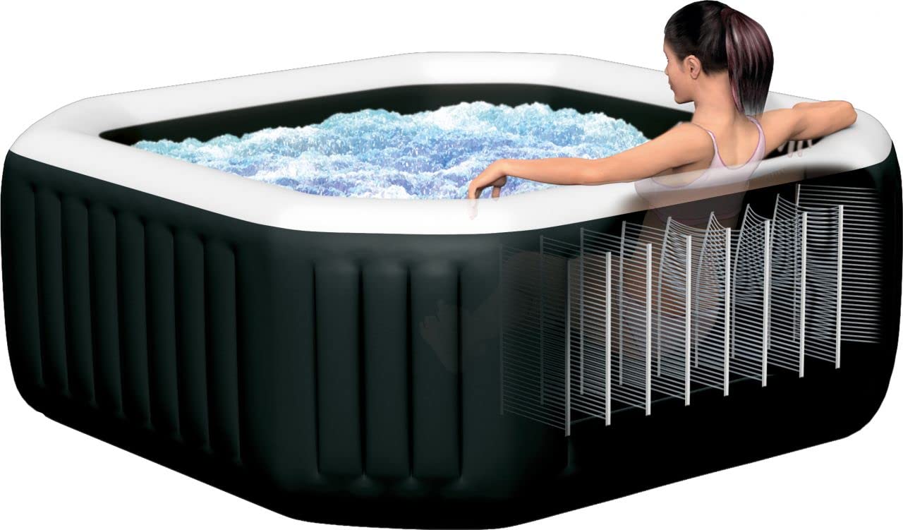 Intex 28458 - Inflatable whirlpool PureSpa Jet&Bubble Deluxe, 4 people, 120 jets, heating, black, 201x71 cm