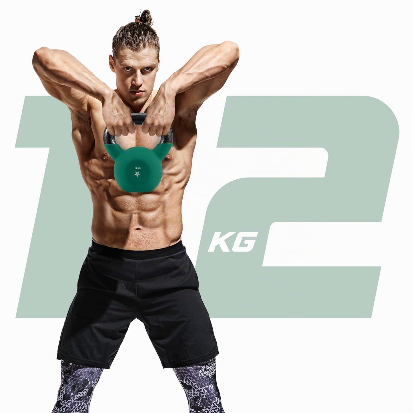Yes4All BJCC Neoprene Coated Kettlebell, Strength Training Kettlebells - 12KG Dark Green