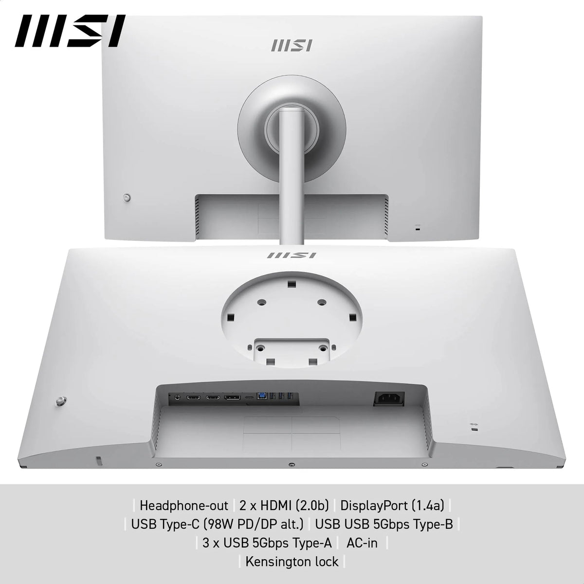 MSI Modern MD272UPHW 27-Inch UHD Office Monitor - 3840 x 2160 IPS Panel, 60Hz, eye-friendly display, VESA mountable, 4-way adjustable - HDMI 2.0b, DisplayPort 1.4a, Type-C, USB-B, USB-A - 9S6-3PB19H-279
