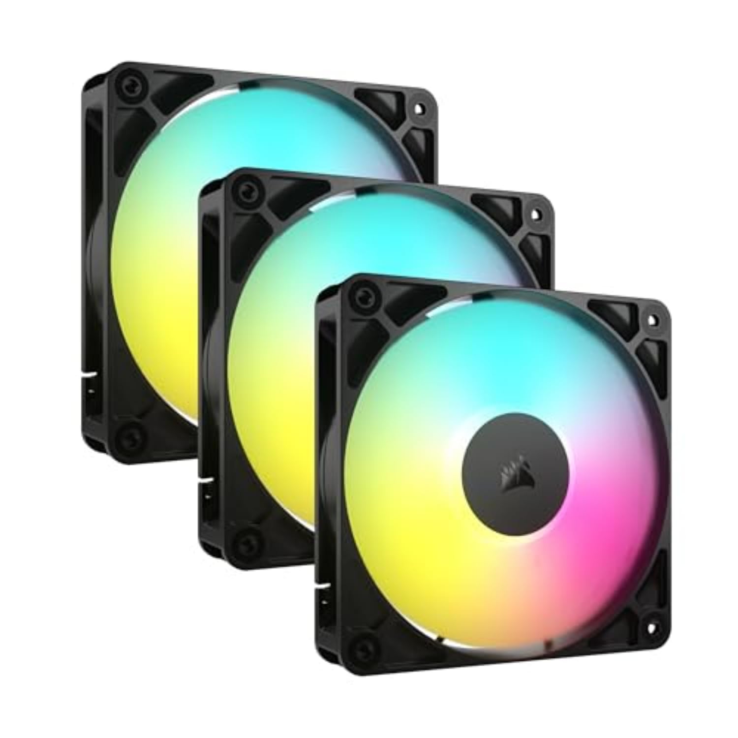 CORSAIR RS120 ARGB 120mm PWM Fan - Daisy Chain Connection - Low Noise - Magnetic Dome Bearing - Three Pack - Black - CO-9050181-WW