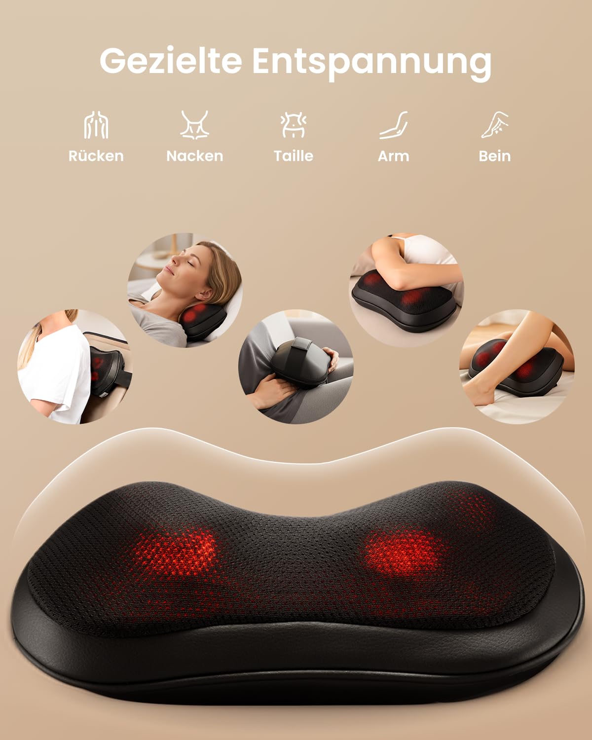RENPHO Shiatsu Massagegerät 4D, perna de masaj pentru spate, gât și umeri - RF-NM067