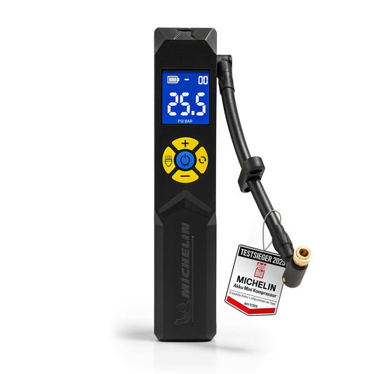 MICHELIN Air Power Mini 1 Li-ion battery mini compressor wireless - electric air pump 9.9 bar with digital display, auto stop & LED for cars, bicycles, e-bikes and motorcycles - 009528
