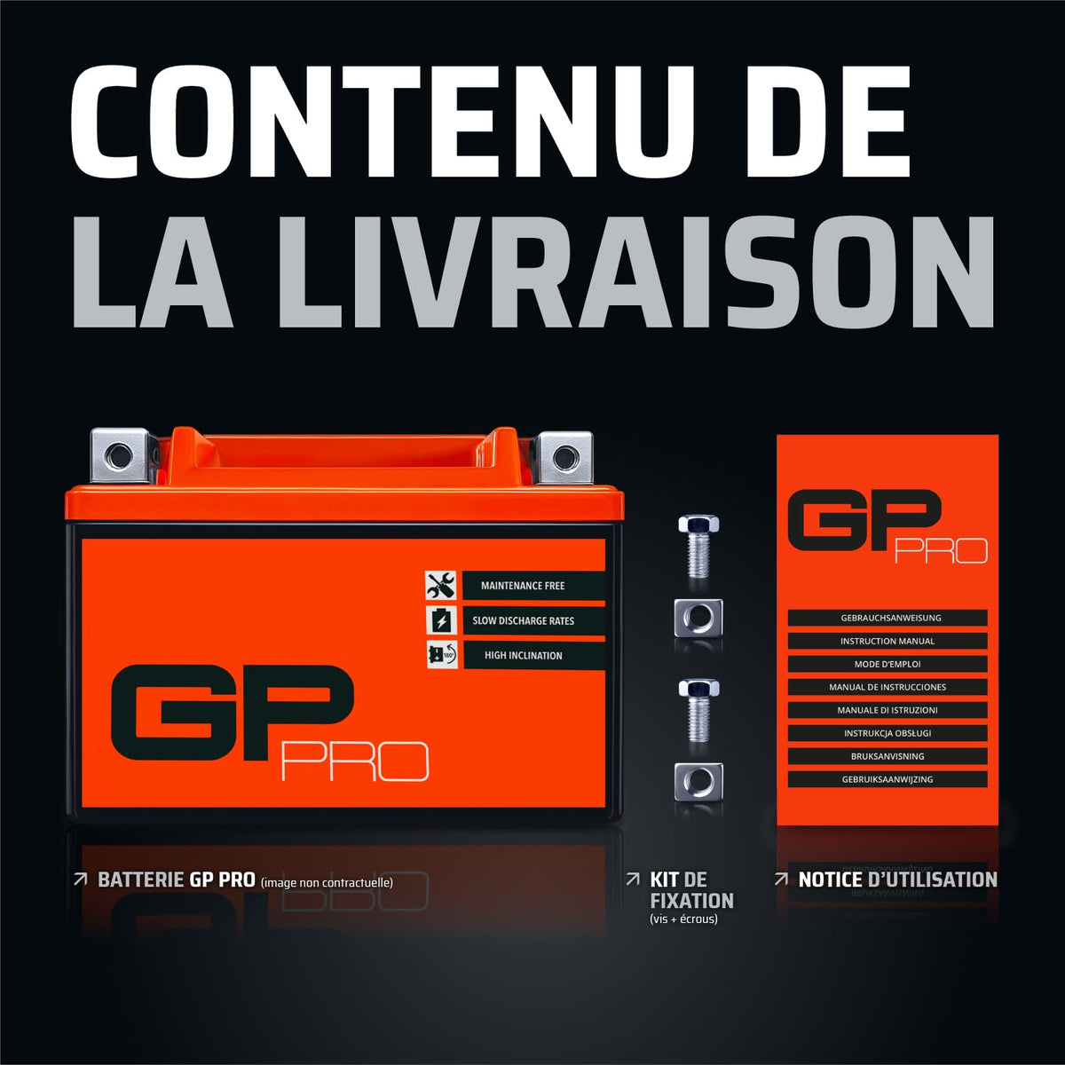 GP-PRO Gel Battery GTZ10S 12 V 9 Ah 190 A Motorcycle Battery - GP-004