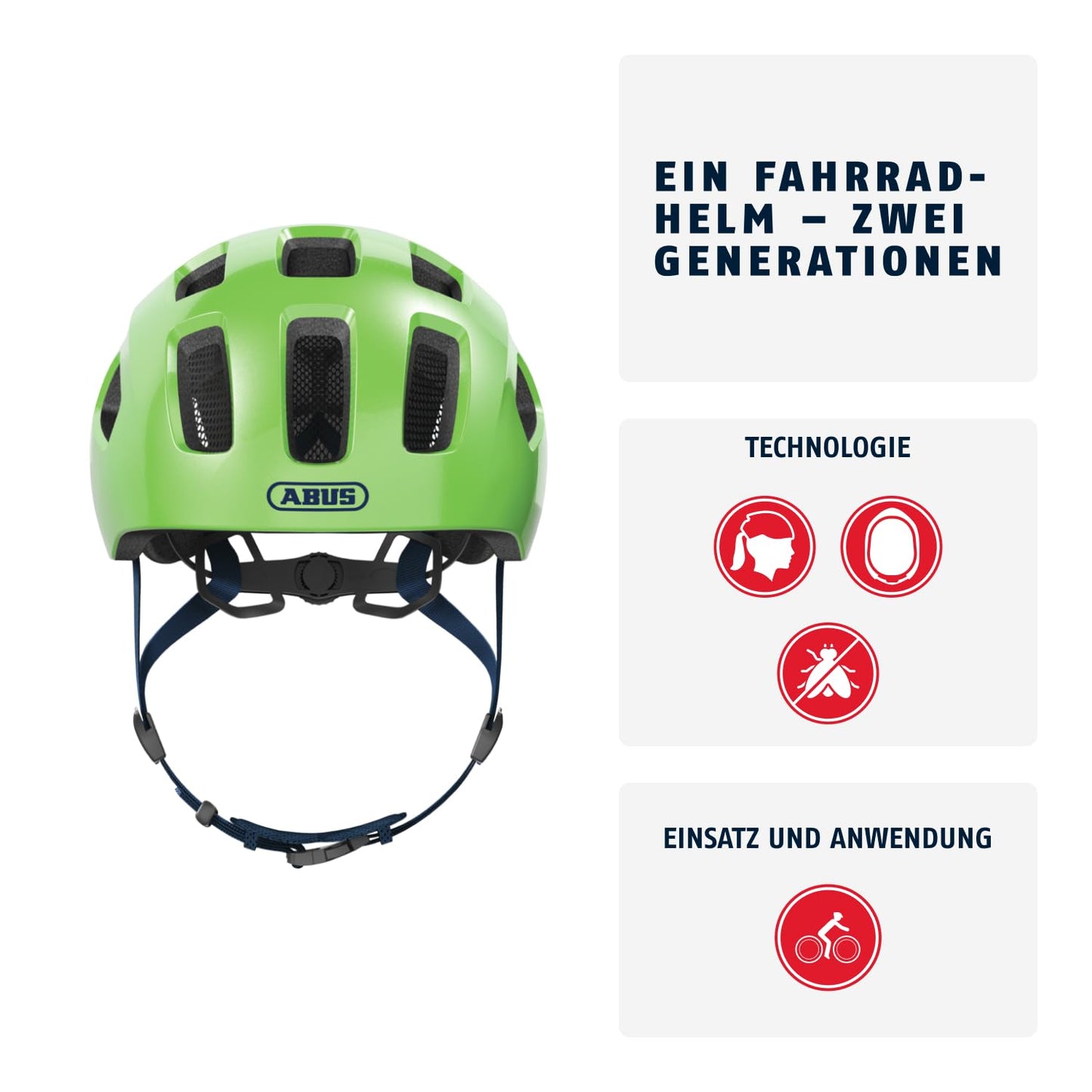 ABUS Youn-I 2.0 bicycle helmet - with light for children, teenagers and young adults - for girls and boys - green (sparkling), size M - 40161