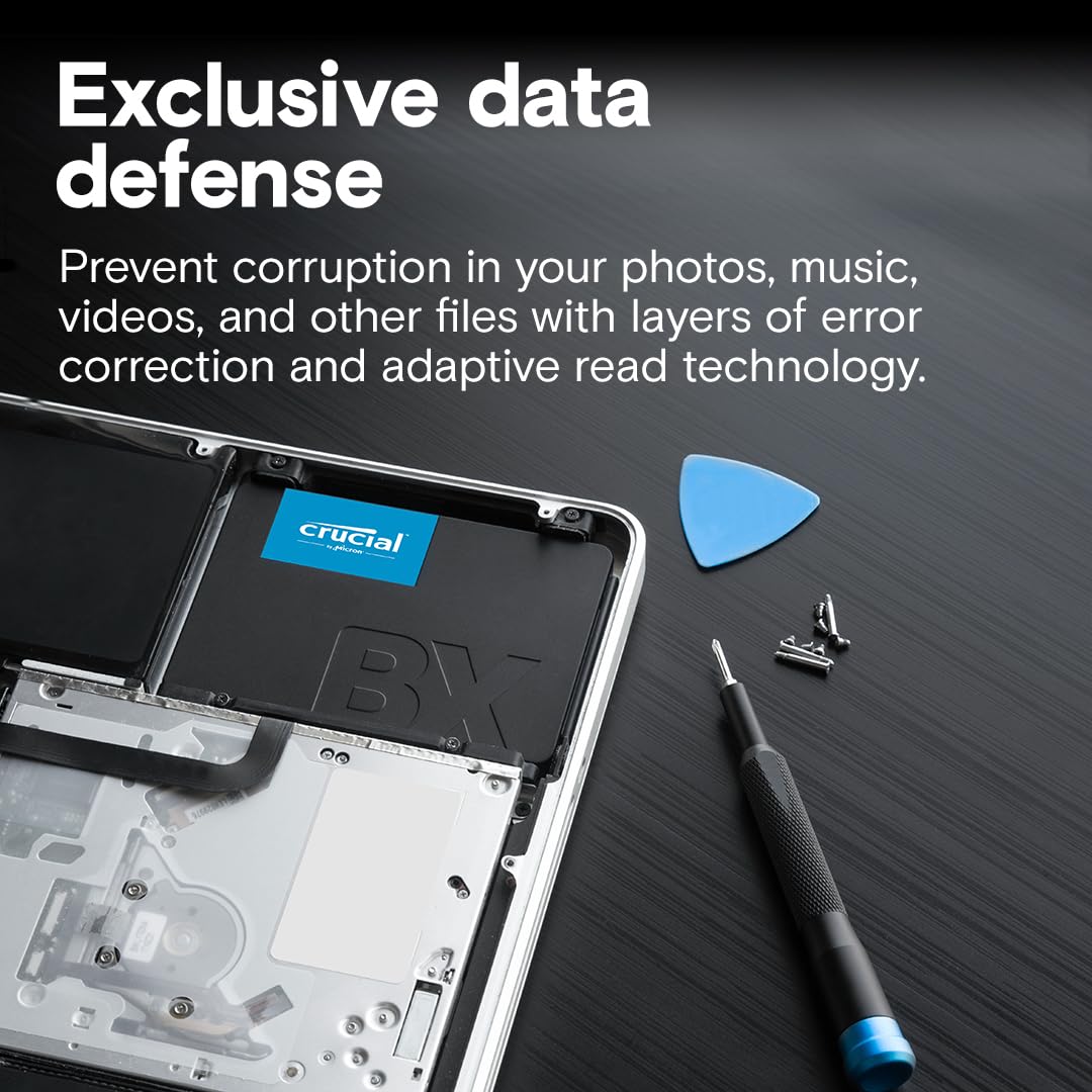 Crucial BX500 SATA SSD 480GB, 2.5" internal hard drive, up to 540 MB/s, compatible with laptop and desktop (PC), 3D NAND, dynamic write acceleration - CT480BX500SSD1
