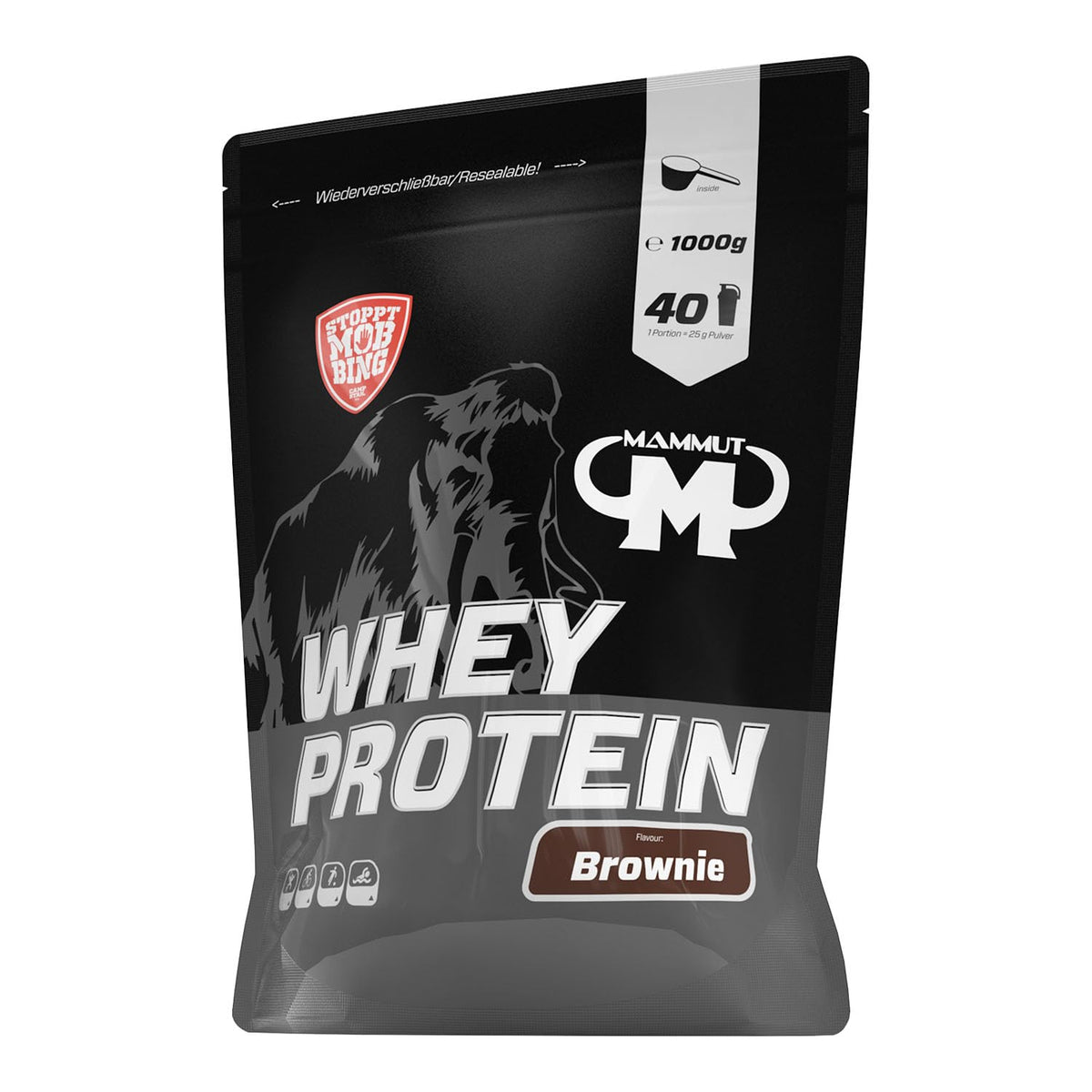 Mammut Nutrition Whey Protein Powder Brownie – 1kg – 27g Protein per serving – Protein powder with high BCAA content – Perfect solubility in water & milk – Ideal snack - 1000710