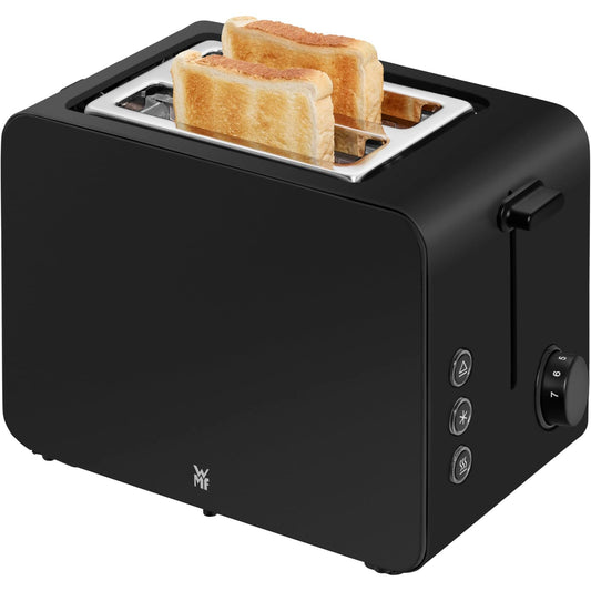 Prajitor de pâine WMF Stelio 2 felii, oțel inoxidabil, prăjitor de pâine cu două fante, cu accesoriu pentru chifle, funcție bagel, 7 niveluri de rumenire, 900 W, oțel inoxidabil negru mat - 414210071