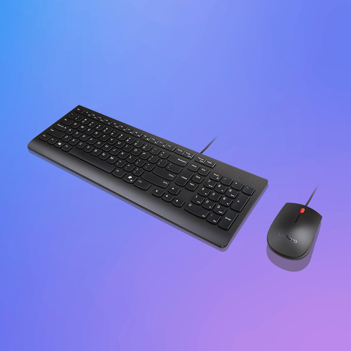 Lenovo Essential Combo Keyboard + Mouse Wired – USB, compact layout with keyboard, ergonomic mouse 1600 DPI, spill-resistant design, Copilot key – Black - 0195892115113