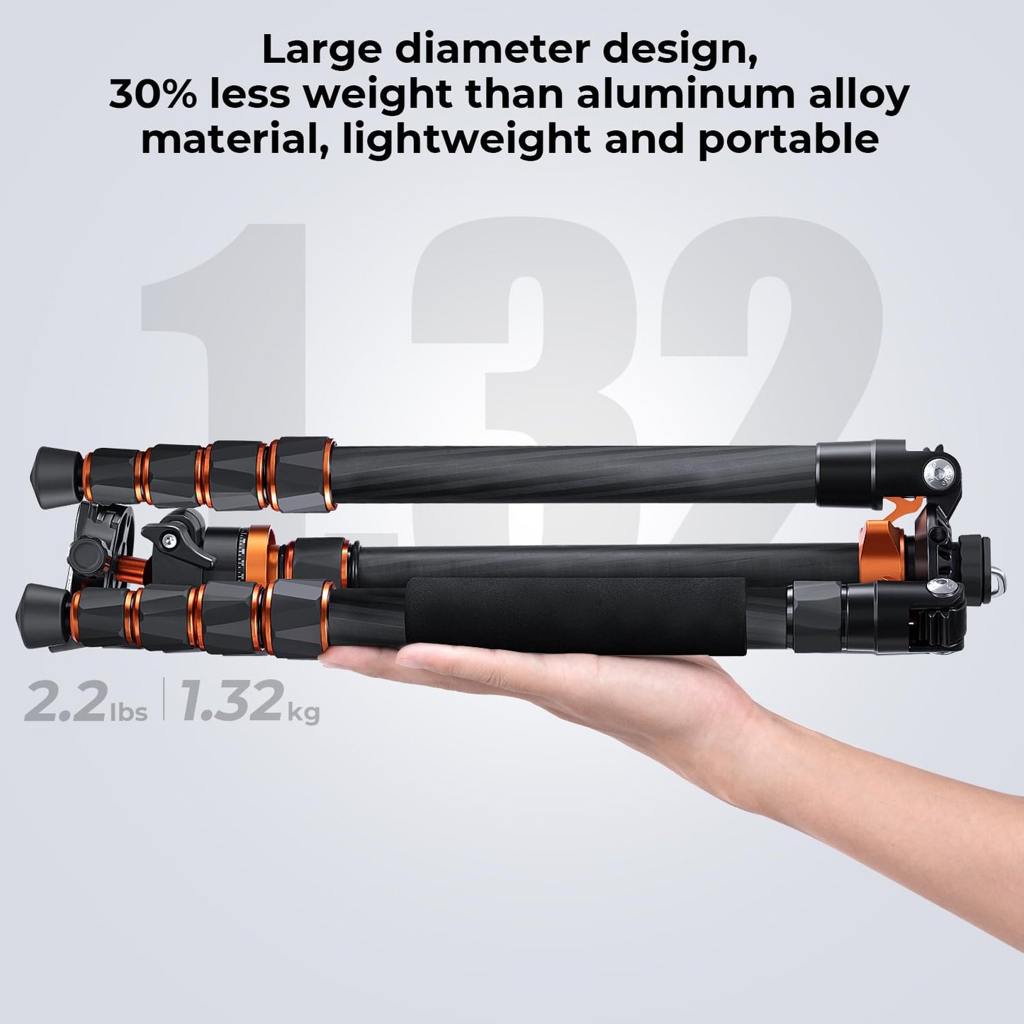 K&F CONCEPT 172cm Carbon Tripod, D255C4(SA255C1) Compact Camera Mobile Phone Tripod, Lightweight Tripod with Monopod Function, 1/4" Thread Travel Tripod with 360° Ball Head for SLR Camera - D255C4+BH-28L