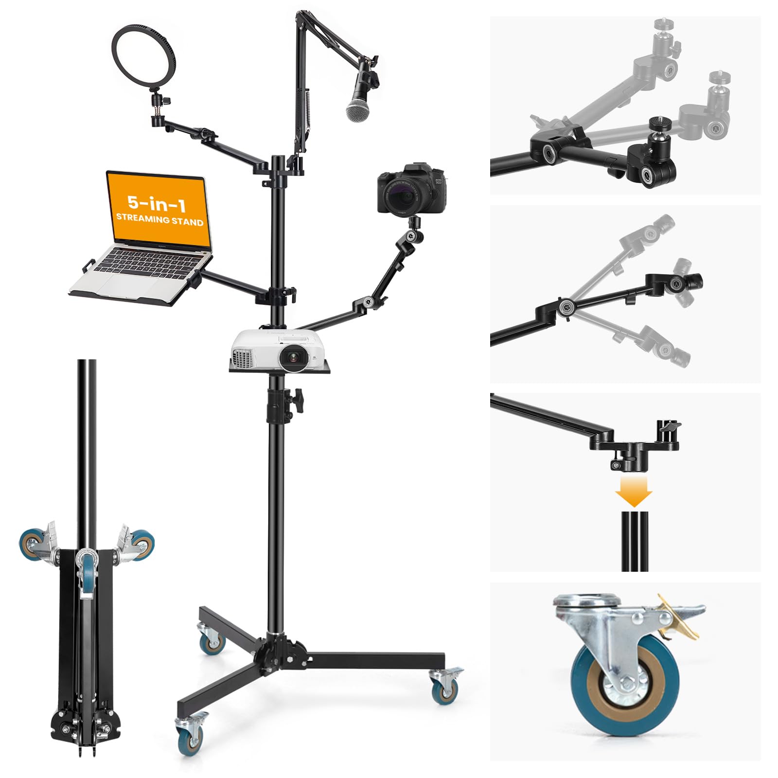 TARION table tripod camera overhead tripod: camera table mount clamp tripod flexible table mount with 4 articulated arms for ring light monitor microphone photography video live streaming titan rig (hallway set) - TitanRig-Floor-EU