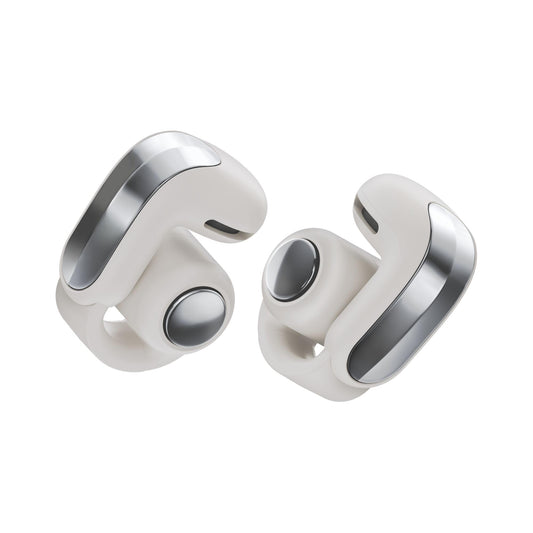 Bose Ultra Open Earbuds (2. Gen.) – Earbuds cu ureche deschisă, cu clip, fără fir, Bluetooth, sunet la 360 de grade, încărcare wireless, până la 28 de ore de redare, ideale pentru călătorii, școală și birou, alb fumuriu - 897806-0020
