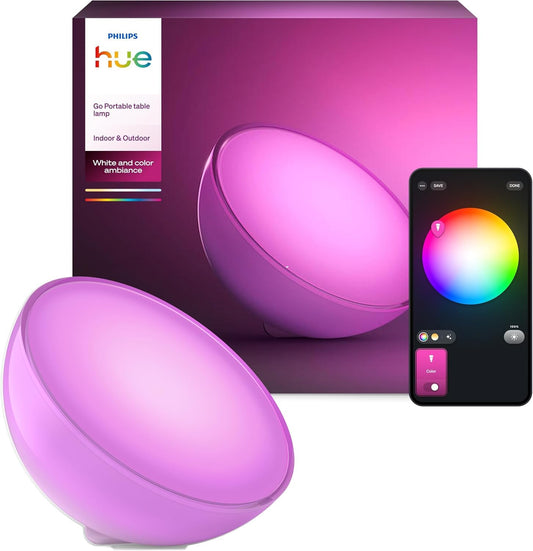 Philips Hue White & Color Ambiance Go table lamp (530 lm), dimmable LED light for the Hue lighting system with 16 million colors, smart light control via voice or app, white - 915005821901