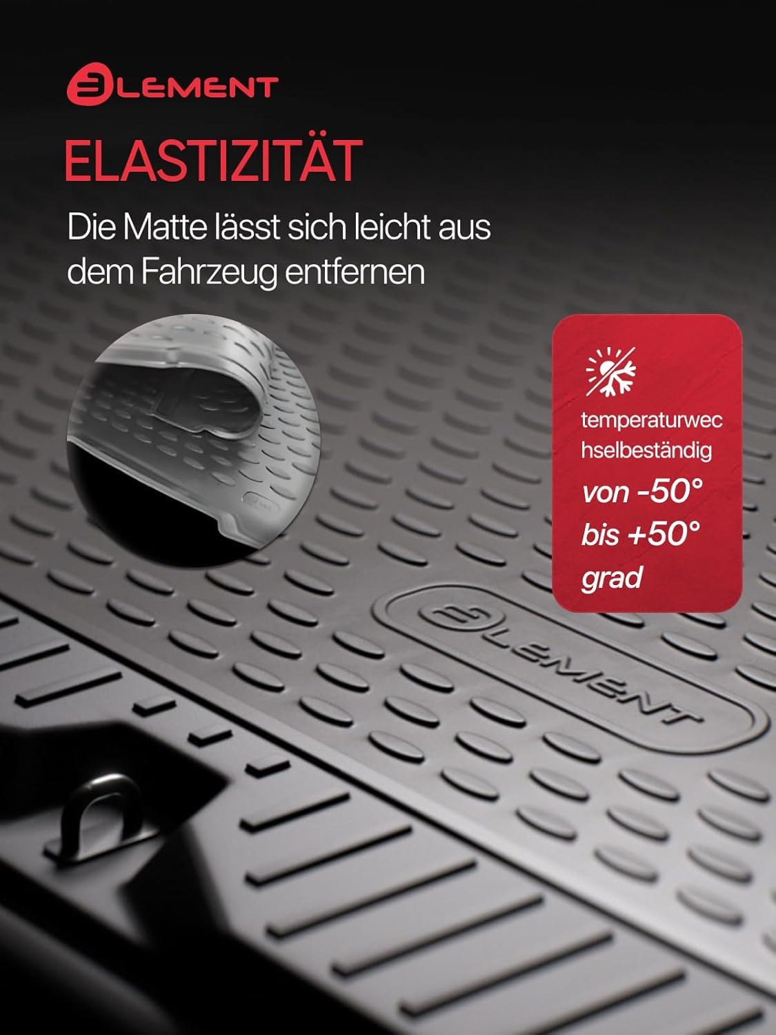 ELEMENT Passgenaue Premium Antirursch Kofferraummatte Laderaumwanne passend für SKODA Elroq | 2024 - Heute | SUV 5-Türer | 100% passgenaue Antirutschmatte Auto, Gummimatte Auto, Kofferraum Schutzmatte - EXP.ELEMENTA72129B13