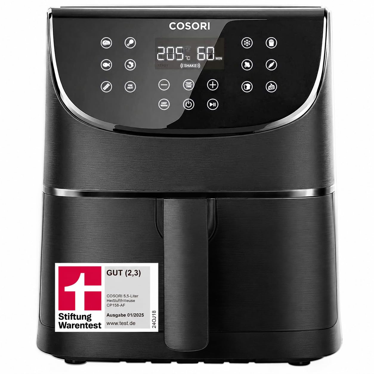 COSORI hot air fryer, Airfryer test winner 2024, 11-in-1 Air Fryer XXL 5.5L, hot air fryer with shake reminder, 97.3 percent oil saving, 67.5 percent energy saving, dishwasher safe baskets - CP158-AF