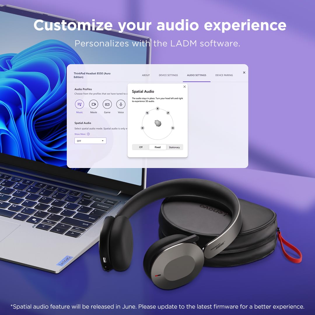 Căști wireless ANC pliabile Lenovo ThinkPad Dual-Mode 8550 Aura Edition USB-C Gri - 4XD1T60925