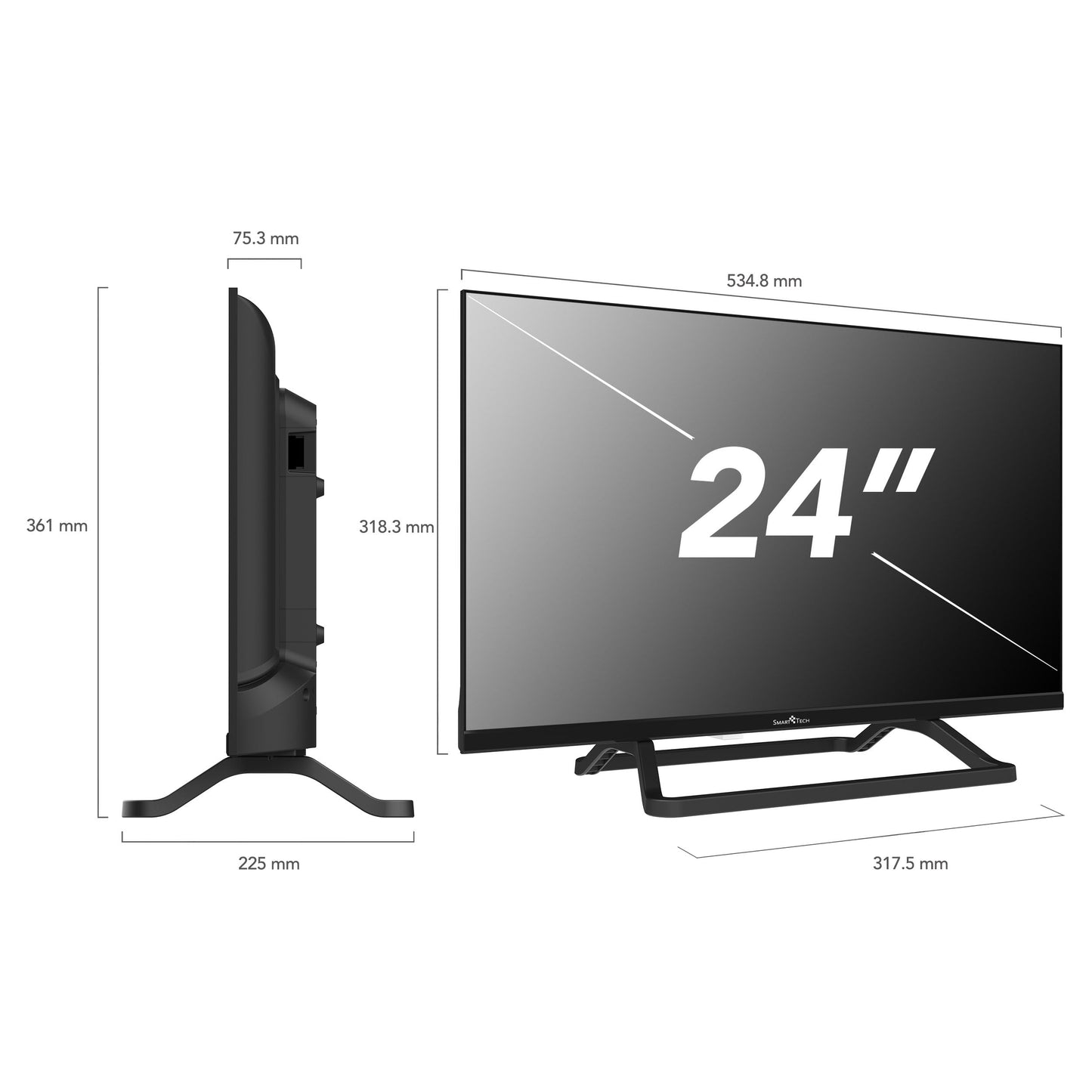 Smart Tech 24HN01V3CA 24 inch television - LED TV with HD resolution, camping TV with 12V connection, Dolby Audio and triple tuner DVB-C/-T2/-S2 (2026
