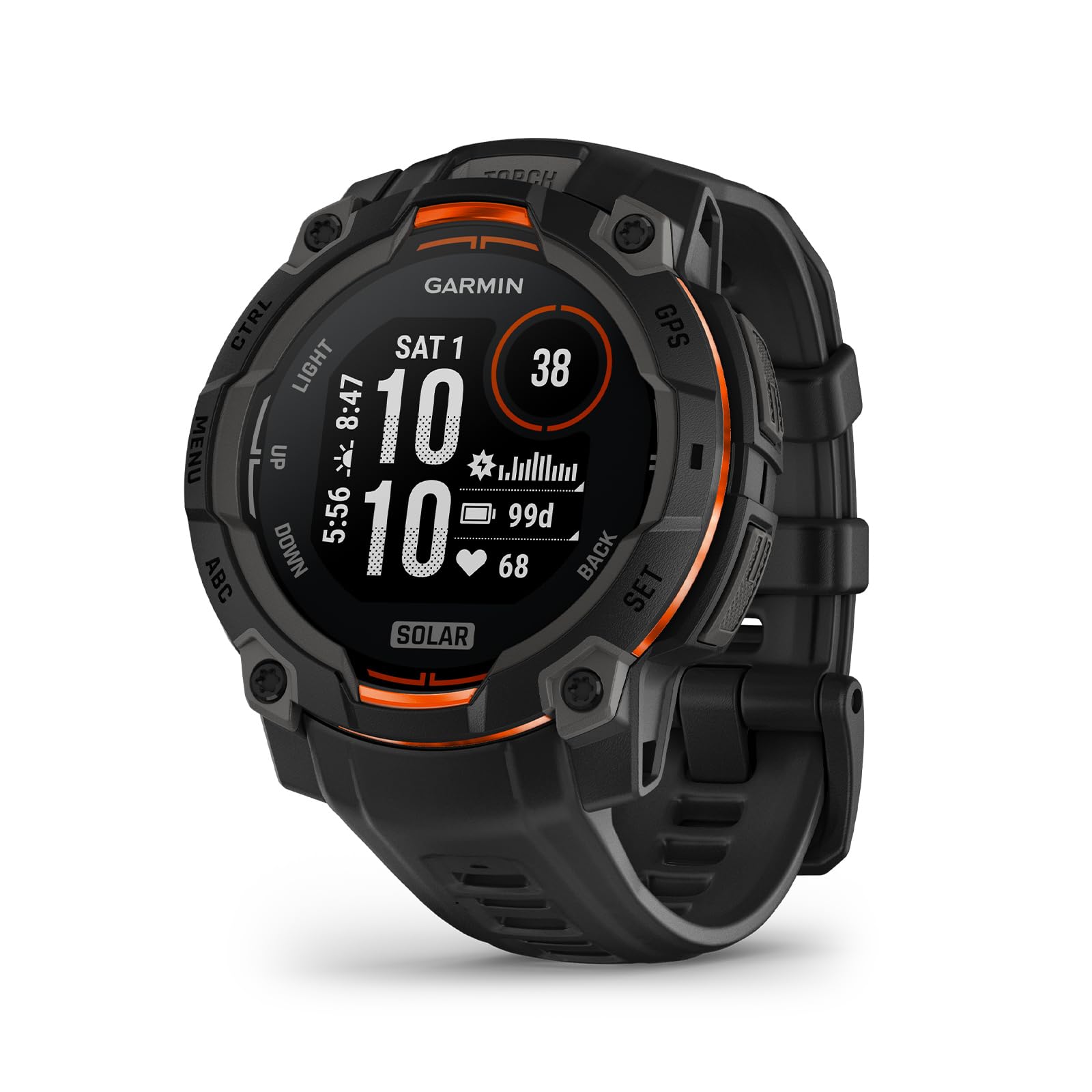 Garmin Instinct 3 45mm SOLAR - GPS multisport smartwatch, 0.9" display, up to 28 days battery life, 80+ sports apps, navigation function, smart features, LED flashlight, waterproof - 010-02934-00