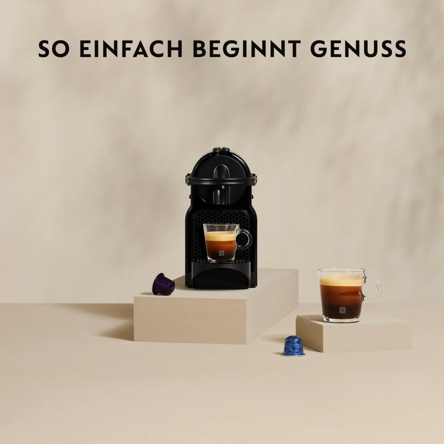 Nespresso De'Longhi EN 80.CW Inissia capsule machine, high pressure pump and energy saving function, automatic power off 9 minutes, cup capacity for espresso and lungo, 0.7 l water tank, vanilla cream