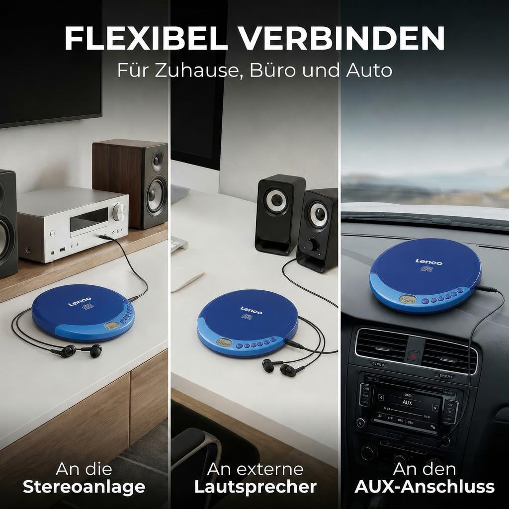 Lenco CD-011BU - CD player - Also for children - Discman - Portable