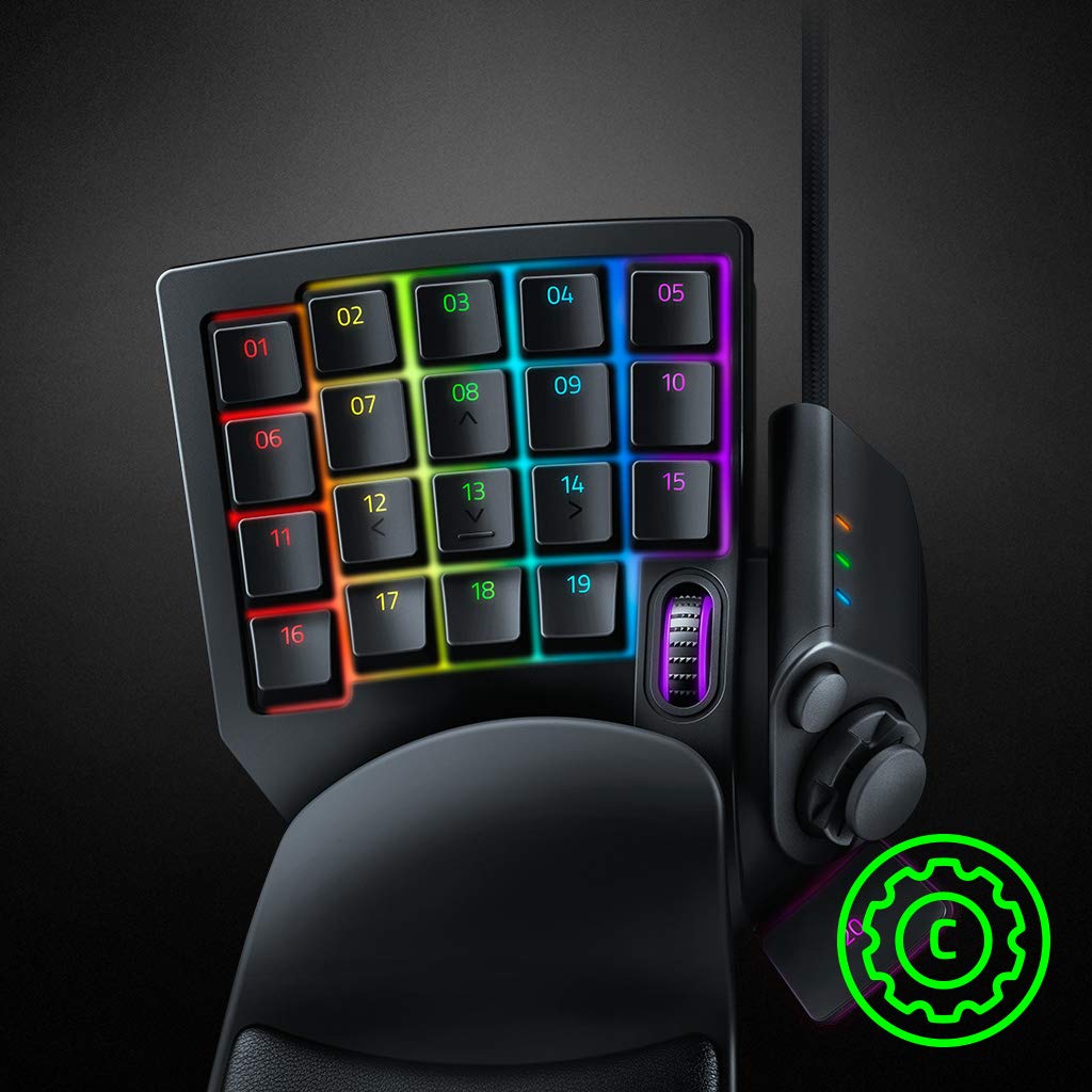 Razer Tartarus V2 - Tastatur de gaming (Gamepad cu taste mecha-membrană, 32 de taste programabile, thumbpad cu 8 direcții, suport pentru încheietura mâinii, Hypershift, iluminare RGB Chroma) Negru - RZ07-02270100-R3M1