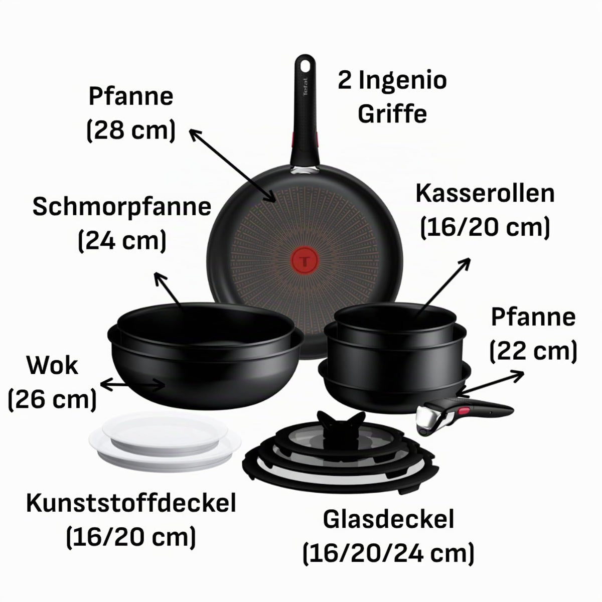 Tefal Ingenio Explore 13-piece Cookware Set, Black, L2679302