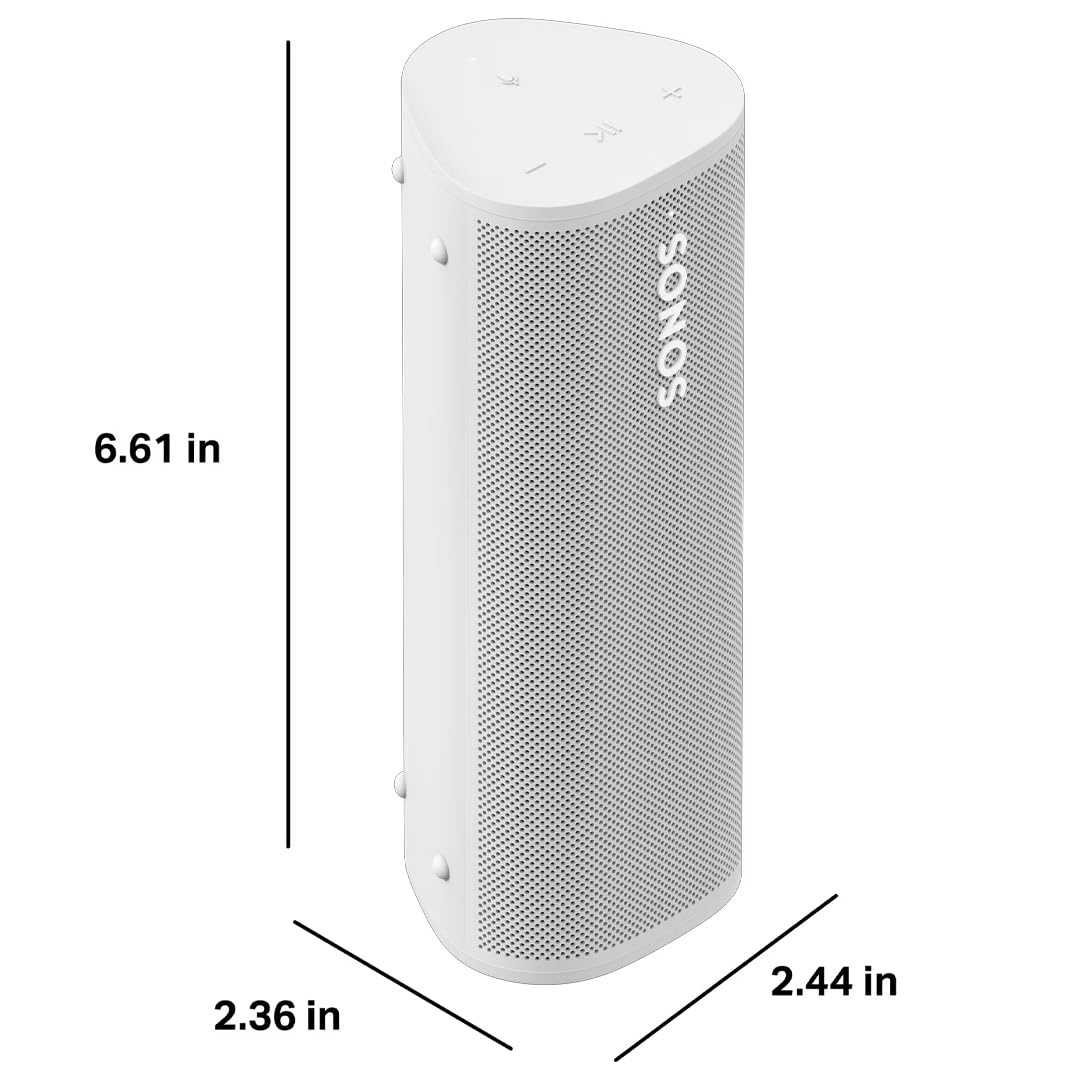 Sonos Roam 2 | Lightweight, mobile and waterproof speaker with Bluetooth, WLAN, at least 10 hours of battery life and voice control for indoors and outdoors - white - ROAM2R21